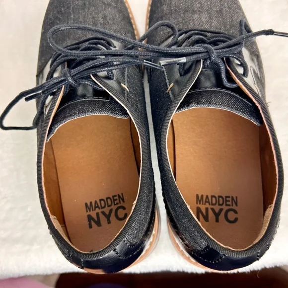 Madden NYC Leo Black Denim Lace Up Oxfords Loafer Men's Size US7/ Euro39.5/Mex25 - Picture 7 of 10
